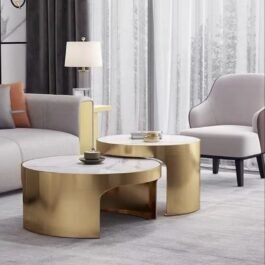Stylish Golden Metal Nesting Table (Set of 2)