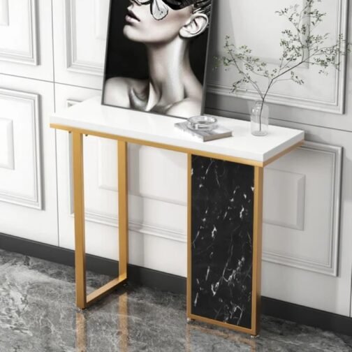 Black Marble Rectangular Console Table - Image 2