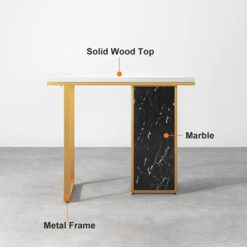 Black Marble Rectangular Console Table - Image 3