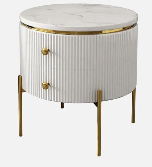 White Round Side Table: Elegant Space-Saving Solutions - Image 2