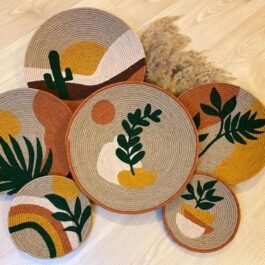 Large Basket Wall Hangings with Elegant yellow & Green Accents