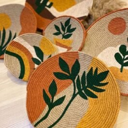 Large Basket Wall Hangings with Elegant yellow & Green Accents