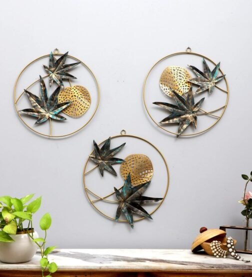 Stylish 3-Piece Circle Wall Decor with Grape Leaves