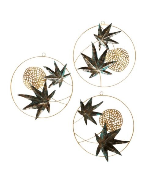 Stylish 3-Piece Circle Wall Decor with Grape Leaves - Image 4