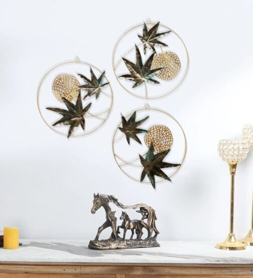 Stylish 3-Piece Circle Wall Decor with Grape Leaves - Image 3