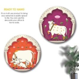 Two exquisite Pichwai round-shaped wall paintings for your living room or home.